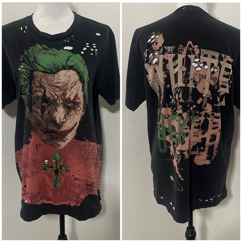 HOLD’EM Denim Men’s Small The White Joker Shirt Destroyed Version EUC Black